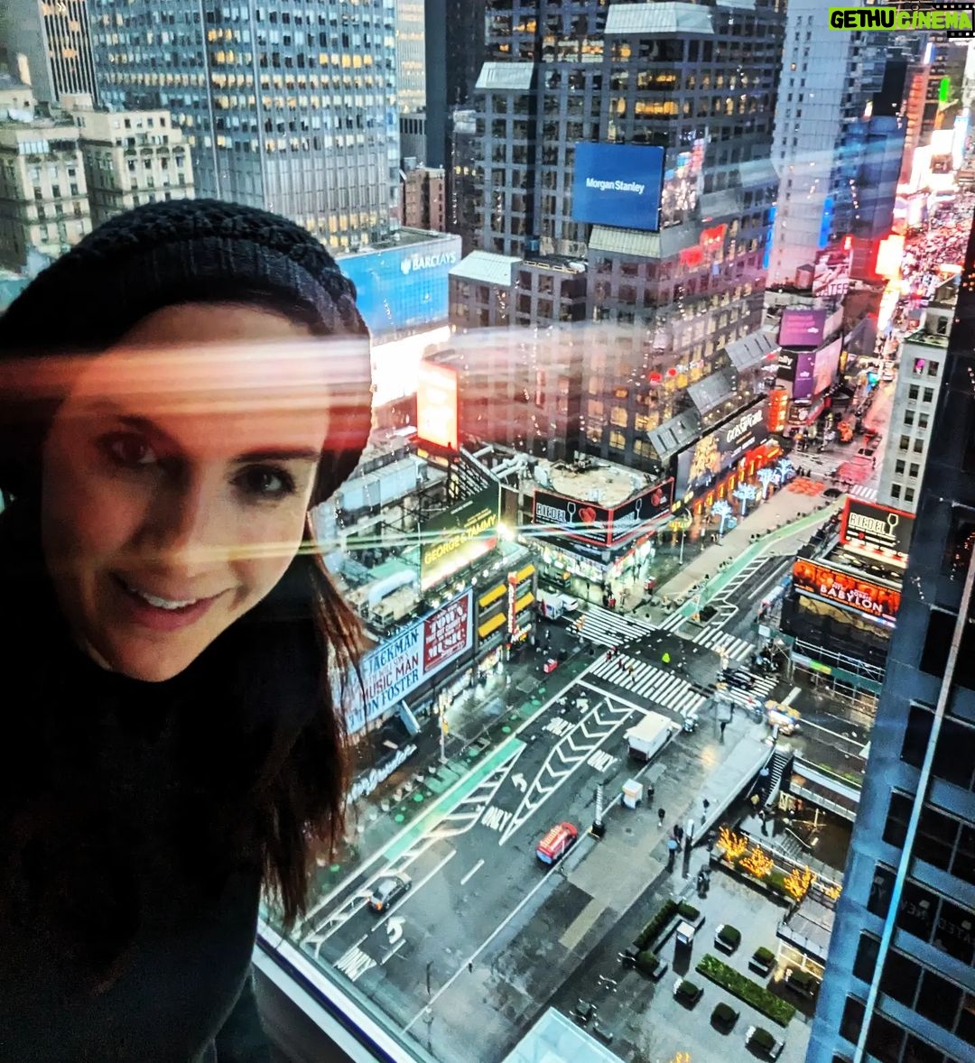 Alison Haislip Instagram - Did I go to NYC for 48hrs just before the holidays, basically to see @strangeloopbway? Yes. Did my stay at @msocialnewyork make my whirlwind trip an absolute dream? Also yes. This hotel is far cuter than it has any right to be, considering its proximity to one of the busiest intersections in the world. I could have shown you their wildly comfy (and huge!) lounge. I could have shown you the awesomely trendy artwork in the lobby. I could have shown you how delightful their holiday decorations were! But what I HAD to show you was the view from my room. I audibly gasped when I walked in, cause while I chose to stay here due to how close it is to Broadway, I by no means expected to OVERLOOK Broadway! I was literally looking at Hugh Jackman and Sutton Foster's Music Man from 22 floors up! I was literally looking at Time's Square! And if you squint, you can see the bold letters of 2023 set up for the NYE ball drop all the way in the back. Thank you, M Social for an incredible and far too brief stay. You've definitely changed my mind about what a Times Square hotel could be. (Side note: also super thrilled that I got the Broadway lens flare to perfectly frame my eyes.) #MSocialNY M Social Times Square New York