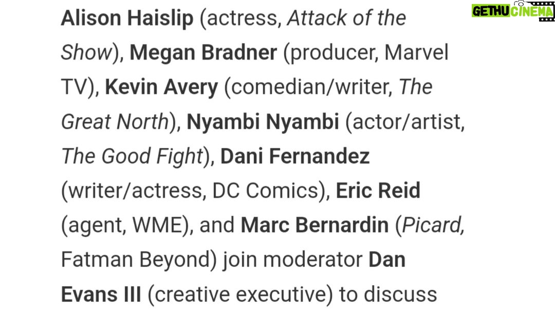 Alison Haislip Instagram - 🚨SDCC🚨 I'll be at the glorious con THURSDAY ONLY for this delightful panel with these delightful people. I stole @marcbernardin's graphic because he made it so much more interesting than the official write up. And with the strike(s!), I'm sure we're going to get into some even MORE interesting conversations. Come join us Thursday at noon in Room 5AB! #sdcc #thepitchinghour