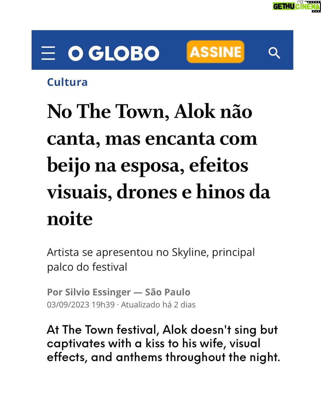 Alok Instagram - Insane crowd 🤩🇧🇷 Still can’t get over this night! Ainda compreendendo a energia de vocês no @thetownfestival! Muito obrigado pelo carinho! 🤍 (A matéria da Exame se refere ao primeiro FDS 🫶🏼) São Paulo, Brazil