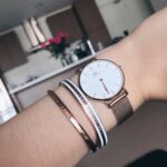 Alyssa Trask Instagram - So excited to add the new Classic Slim bracelet to my @danielwellington collection☺️ Their jewelry has literally become a staple in my day to day wardrobe! Go visit their online store now and use my discount code ALLYTRASK for 15% off to save some money babes💸 #danielwellington #ad