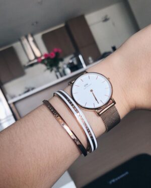 Alyssa Trask Instagram - So excited to add the new Classic Slim bracelet to my @danielwellington collection☺️ Their jewelry has literally become a staple in my day to day wardrobe! Go visit their online store now and use my discount code ALLYTRASK for 15% off to save some money babes💸 #danielwellington #ad