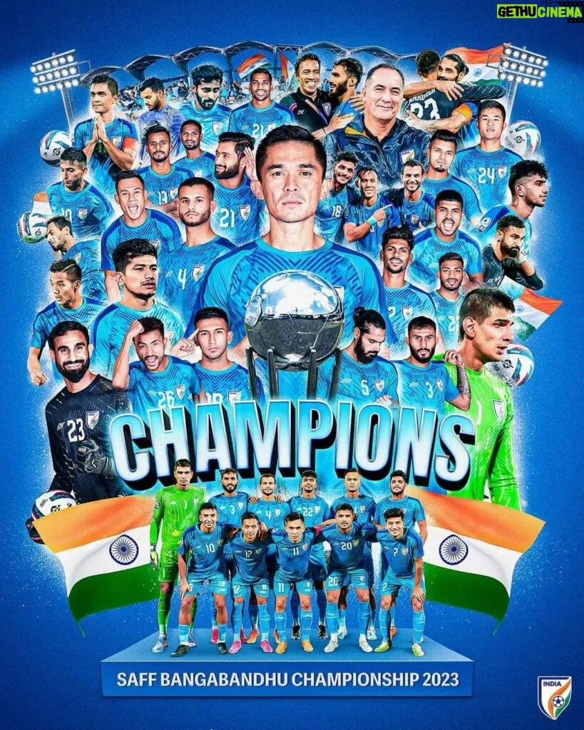 Ameer Vayalar Instagram - Congratulations India on winning the SAFF Championship. You have made India Proud once again🇮🇳🇮🇳 #IndianFootball #football #chakdeindia #indianfootballteam #soccer