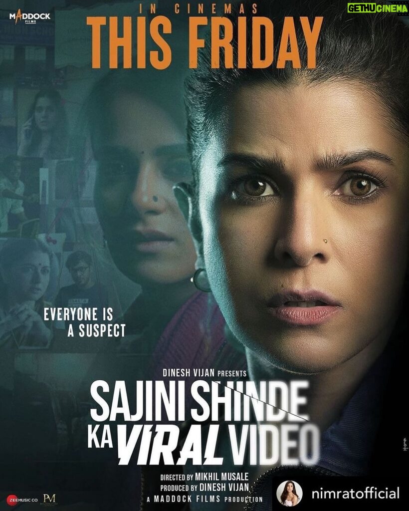 Amitabh Bachchan Instagram - My wishes as ever for the film .. and for Nimrat, love Repost • @nimratofficial Waqt nikalta jaa raha hai, will Inspector Bela be able to find Sajini? 👀 Find out in just 4 days. #SajiniShindeKaViralVideo releasing in cinemas this FRIDAY! @radhikamadan @bhagyashree.online @subodhbhave @chinmay_d_mandlekar @shashank_m_shende @soham_majumdar_ @sumeetvyas @shrutivyas1 @ft.ashitoshhh @sneharaikar @rashmiagdekar_ @mikhilmusale88 #DineshVijan @parindajoshi @anusinghc @kshitijpatwardhan @sharadakarki @poovijan @maddockfilms @zeemusiccompany @penmovies @bookmyshowin