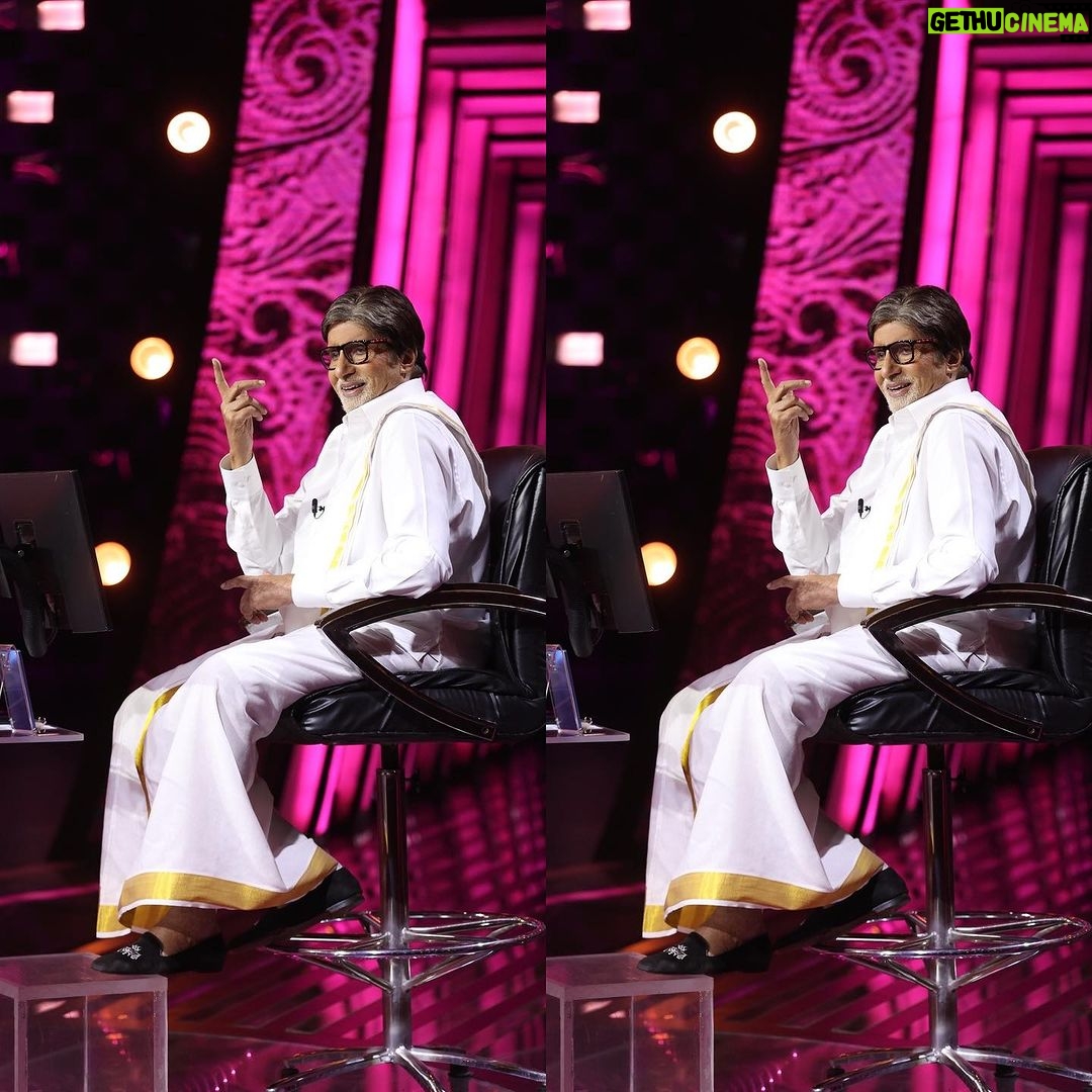 Amitabh Bachchan Instagram - ‘Veshti’ on .. KBC on !! Traditional never falters 🙏🚩