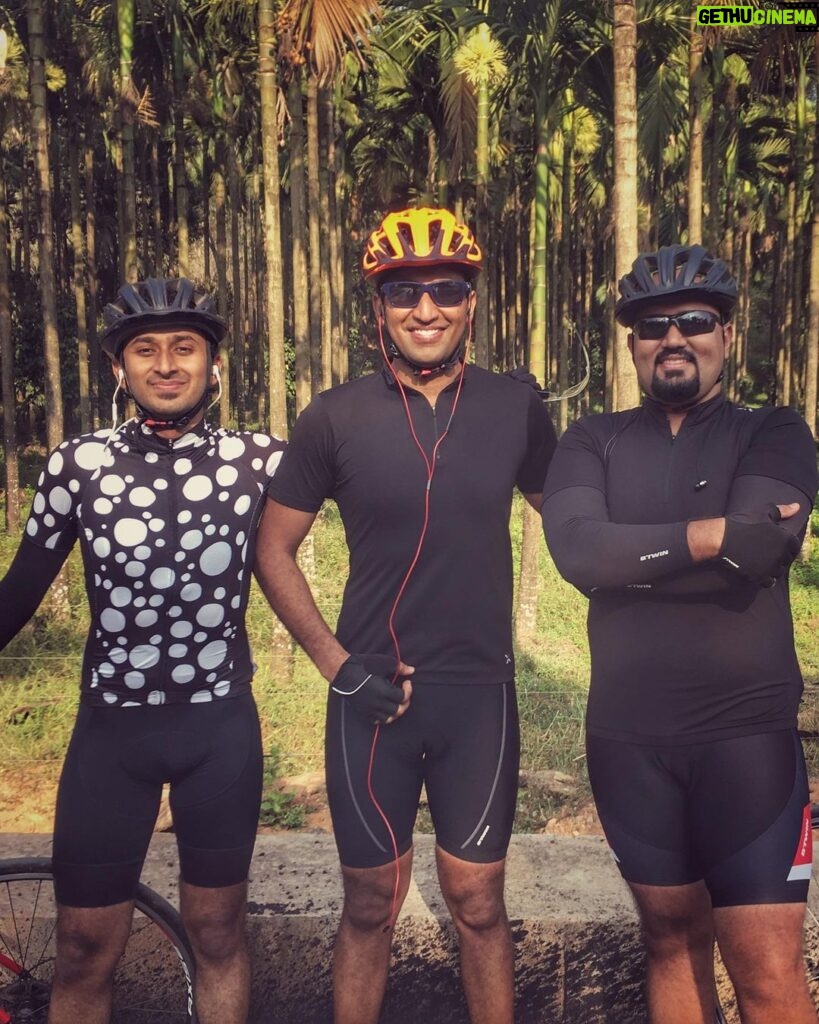 Amoghavarsha Instagram - Cycling for me has been a form of meditation. From showing me the path during my most difficult times to letting me soak nature in a very precious way - cycling has definitely changed my life for the better! A big thank you to my cycling mentor, my brother @rishyashringa and my cycling buddies @ankithjk and @greenroutes from cauvery peloton :) Happy #worldbicycleday
