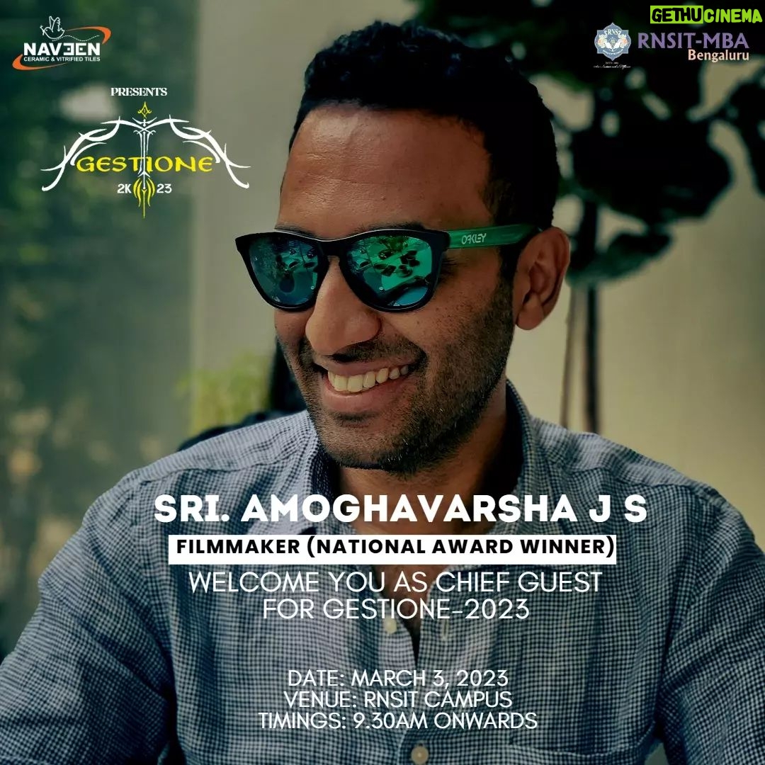 Amoghavarsha Instagram - RNSIT-MBA department proudly presents GESTIONE 2023 with a theme "Raudraayu" live and let live (save wild life) The artist behind the art of National Award photography Shri. Amoghavarsha, who is also the film maker of our beloved Appu sir's Gandhadagudi - Journey of a True hero, We are extremely honour to have him as our "Chief Guest" of our Mega event GESTIONE 2023. See you all at RNSIT on 3rd March, 9.30 AM onwards. Save the date..๐ #gestione2023 #rnsitmba #rudraayu #amoghavarsha Ec : @call_me__vardhana Rnsit-mba Bengaluru