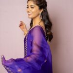 Amritha Aiyer Instagram - Purple Hearts 💜 . Outfit by @pinkcitybysarika Jewellery by @kushalsfashionjewellery Styled by @shrushti_216