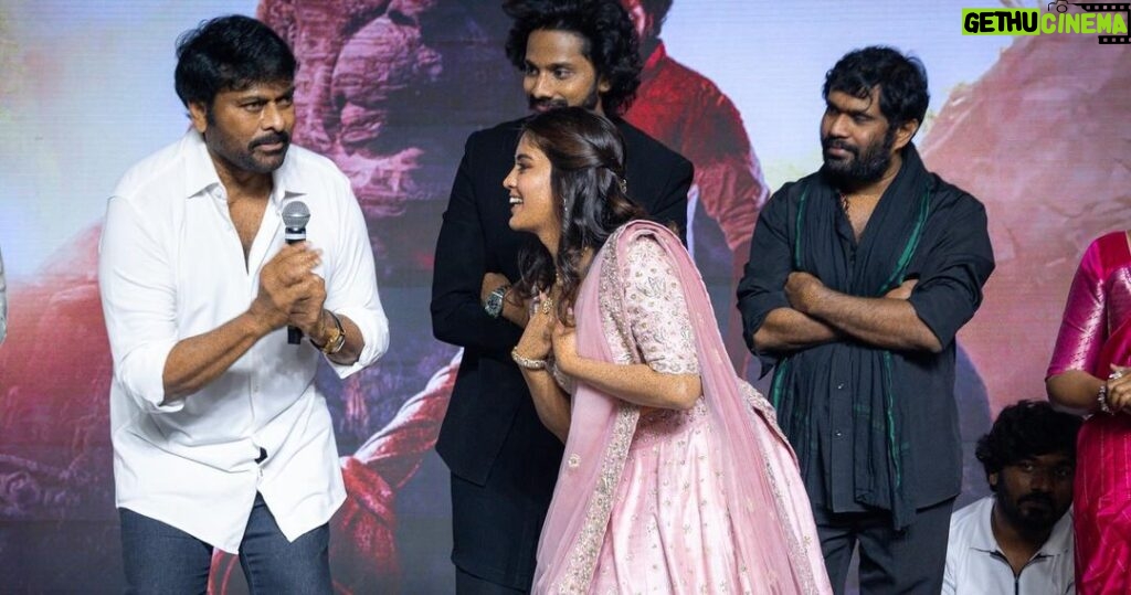 Amritha Aiyer Instagram - Did he just say my NAME !!! 🥹🥹🥹 Was is it a dream !! Thank you so much Chiranjeevi garu you have been so kind to come forward to support our movie and knowing my name was just unbelievable. THANK YOU ! #HANUMAN