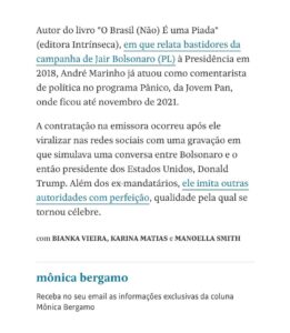 André Marinho Instagram - ✍🏼⚡️🗞🩴👀 Fui hoje no @flowpdc pedir bênção ao meu novo parceiro @igor.3k para o nosso @flownews - a nova vertical de notícias dos @estudiosflow ! Botei no pé o icônico chinelo do homem para dar sorte nessa nova fase. Agradeço ao CEO do Flow @gaigher14 pela confiança, aos meus novos colegas @carlostramontina @marcelamrahal @carolmoreira3 @paulocruzphi & @lucas_faraldo por embarcarem comigo nessa empreitada, a toda equipe de produção comandada pelo @rahalrahal que tem sido impecável e a @monica_bergamo pela matéria sensacional na @folhadespaulo anunciando esse grande momento! => Sigam agora @flownews , inscrevam-se no nosso canal no YouTube (link nos stories) e acompanhem a nossa programação! => Flow News: onde divergências não dividem, enriquecem! Seguimos juntos! 🤝🚀