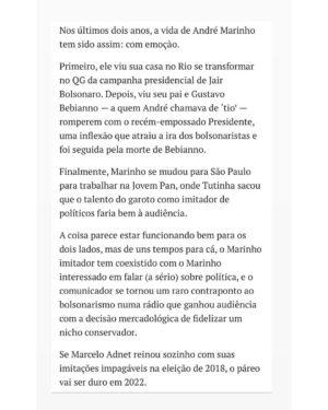 André Marinho Instagram - 🇧🇷🗞💬 Tô no @braziljournal ! Grande honra ter um pouco da minha história contada por essa publicação que tanto respeito e admiro. Minha visão e projetos apresentados por Geraldo Samor, referência no jornalismo político e econômico. Espero que vocês curtam a leitura. Bom domingão a todos! Seguimos juntos! 📈👊🏼