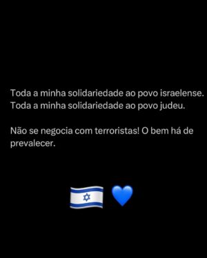 André Marinho Instagram - 🇮🇱 Meu apoio irrestrito ao povo de #Israel após a declaração de guerra perpetrada pelos macabros terroristas do Hamas. Shalom 🙏🏻