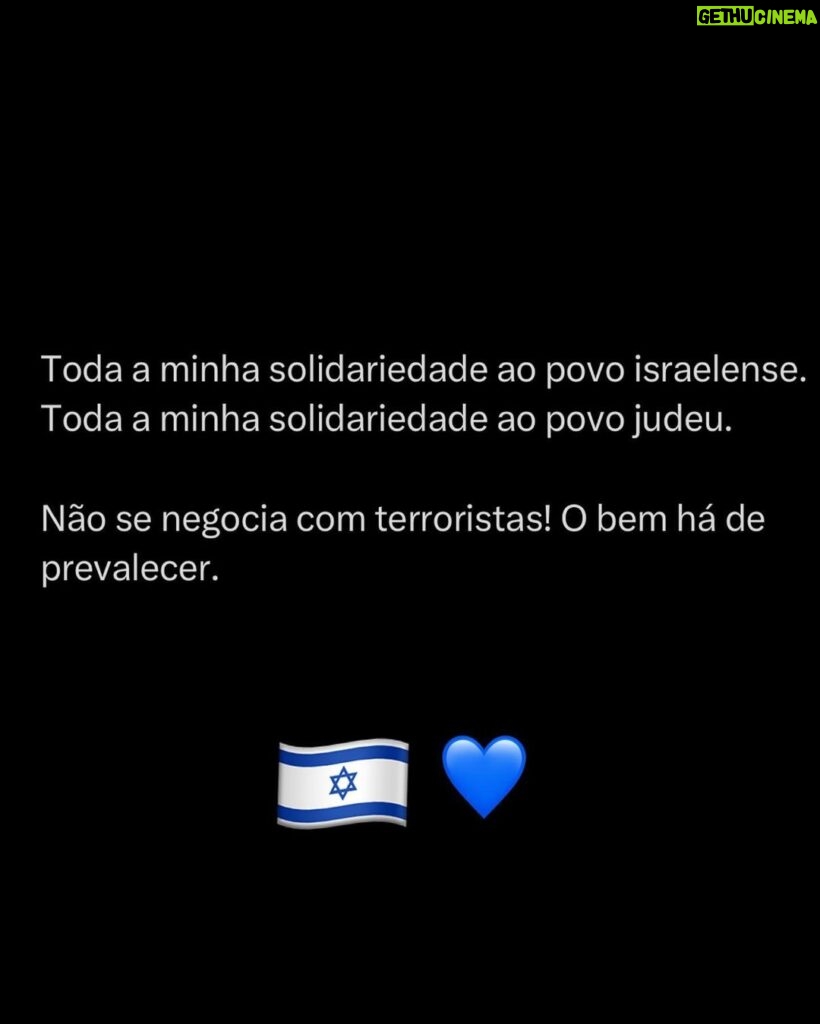 André Marinho Instagram - 🇮🇱 Meu apoio irrestrito ao povo de #Israel após a declaração de guerra perpetrada pelos macabros terroristas do Hamas. Shalom 🙏🏻