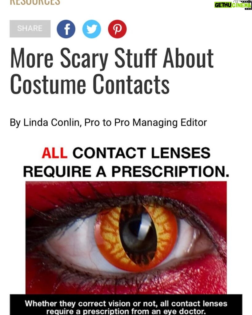 Andrew Neighbors Instagram - It’s that time of year again! I get a lot of people asking about costume contact lenses. Generally I’d say skip them, they aren’t worth the risk (see the corneal ulcer on the last slide that can cause permanent scarring /blindness from an incorrectly worn contact lens) But if you reallllyyyy wanna wear them, they still need to be fitted and checked by an optometrist. If the doctor isn’t sure of any brands, I’ve had some luck with the “gothika” website/brand. But they NEED to be done by your eye doctor!! Stay safe and protect ur eyeballs.