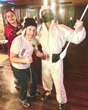 Andy Karl Instagram - I don’t always celebrate Halloween because what I do for a living “requires” me to put on a costume, but when you’re motivated by this fun group you get creative.  #covidcomplianceofficer  #highinatower #happyhalloween 🎃👻 🦠 😷