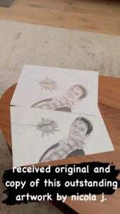 Andy Karl Instagram - As someone who dabbles in sketch and painting and sculpture I know the time and care it takes to make things like this. Bloody brilliant in the details. Thanks Nicola. #ghdart