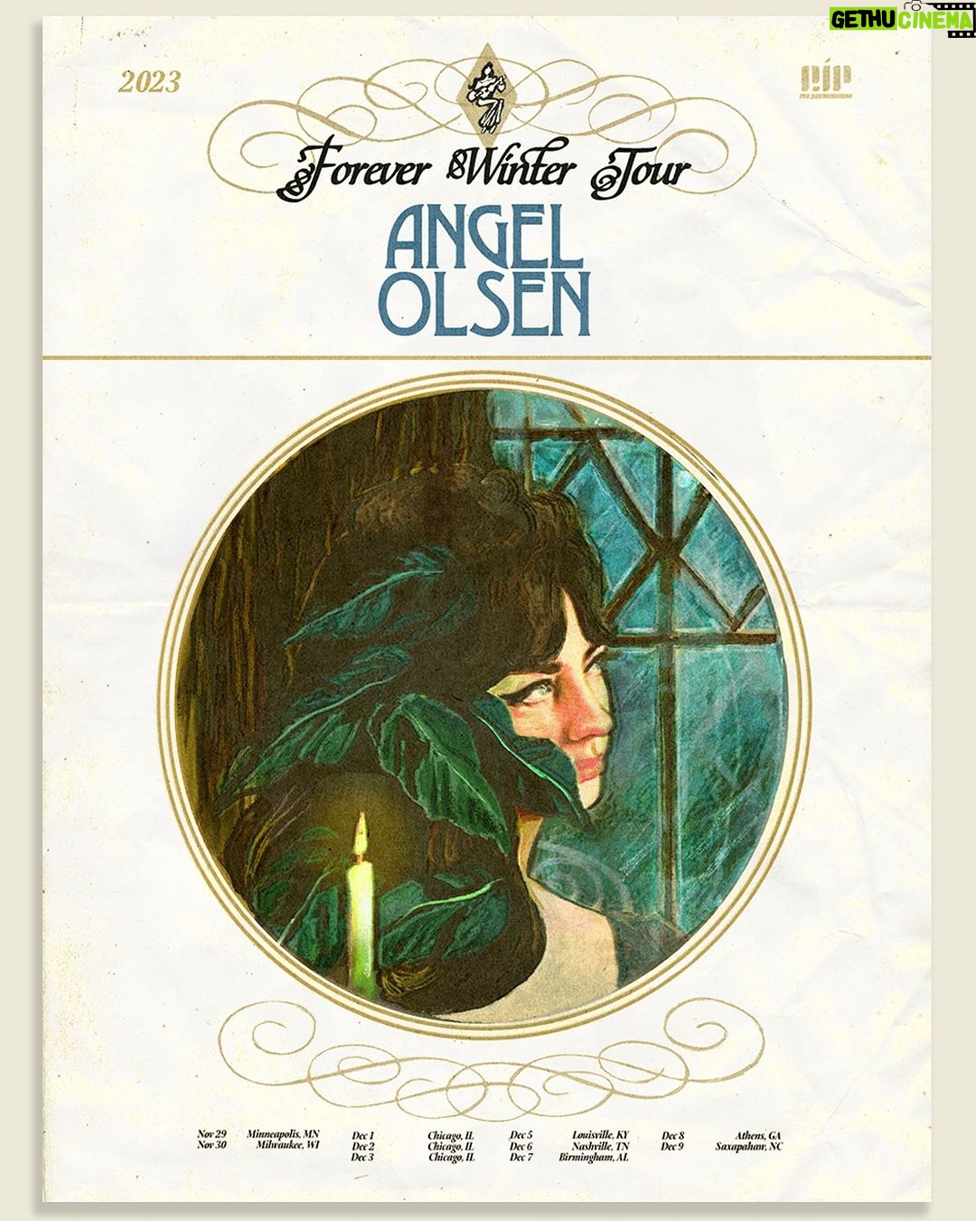 Angel Olsen Instagram - The last leg of tour starts next week. Just in time for winter. Ill be singing songs from my first EP- songs from all of the catalogue with the band and solo - and well..it’s my last run of dates for a while. I need to cocoon and go inward and see what’s there for the next chapter and you never know, do you? Even when you make a plan, it’s always different by the time you’re on stage. It always takes on its own form, even if the artist says they had a vision… I digress. Im playing some of my favorite venues and I hope to see some of you out there. Thankyou for supporting my music and being so receptive to my words and songs. It’s truly surreal to be a person who makes music and that people hear it and respond to it. Sometimes I forget I sing until I open my mouth to, and it surprises me. It’s trippy. Anyways, be kind to each other, take time to be with yourself and don’t forget to notice love when you feel it. ❄️❄️❄️❄️❄️❄️❄️❄️❄️❄️❄️ Poster by @pearjuiceproductions available at all shows Nov. 29 - Minneapolis, MN @ First Avenue % Nov. 30 - Milwaukee, WI @ Turner Hall Ballroom ^ Dec. 1 - Chicago, IL @ Thalia Hall ^ (SOLD OUT) Dec. 2 - Chicago, IL @ Thalia Hall > (SOLD OUT) Dec. 3 - Chicago, IL @ Thalia Hall ! (low tickets) Dec. 5 - Louisville, KY @ Headliners Music Hall ! Dec. 6 - Nashville, TN @ Brooklyn Bowl ! Dec. 7 - Birmingham, AL @ Saturn ~ Dec. 8 - Athens, GA @ 40 Watt Club ~ (SOLD OUT) Dec 9 - Saxapahaw, NC @ Haw River Ballroom ~ (SOLD OUT) % w/ Nona Invie ^ w/ Kara Jackson > w/ Natural Information Society ! w/ Joanna Sternberg ~ w/ Sluice