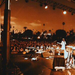 Angel Olsen Instagram - I still can’t believe it.  Hollywood Forever Cemetery was one of our biggest LA shows yet. Did you see the ghosts ? How about the five cats hanging out by the tombstones? Did you see Mel Blanc’s grave? 

Sometimes I can’t believe this is what I’m doing with my life - Thankyou for listening, singing my songs with me, making them come alive over and over again. 

🦚

Thank you to @kingtuffy for playing with us. Thank you to @burgers for the DJing. Thank you to @hwdforever for having us. 

Photo 1 by @maximludwig 
Photos 2-5 by @pentaxplayboi