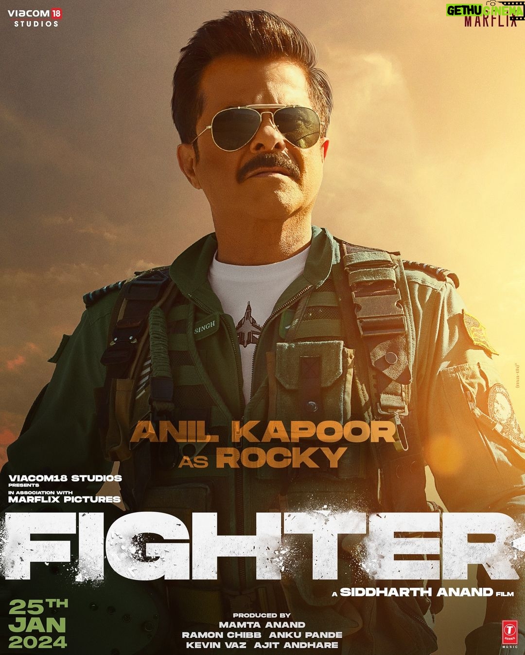 Anil Kapoor Instagram - Group Captain Rakesh Jai Singh Call Sign: Rocky Designation: Commanding Officer Unit: Air Dragons Fighter Forever 🇮🇳 #FighterOn25thJan #Fighter @hrithikroshan @deepikapadukone @S1danand #KevinVaz @ajit_andhare @mamtaanand10_10 @ramonchibb @ankupande @vishaldadlani @shekharravjiani @iamksgofficial @akshay0beroi @viacom18studios @marflix_pictures @tseries.official #FighterMovie