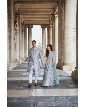 Anirudh Pisharody Instagram - The Sangeet of our dreams 💎

Thank you @shopkynah and @seemagujraldesign for the icy fits to dance the night away in!

Read more on Vogue India now ➡️
(Link in bio)

📸: @francescorussotto_photographer  @danieletorella_photography
💍: @2wedinrome