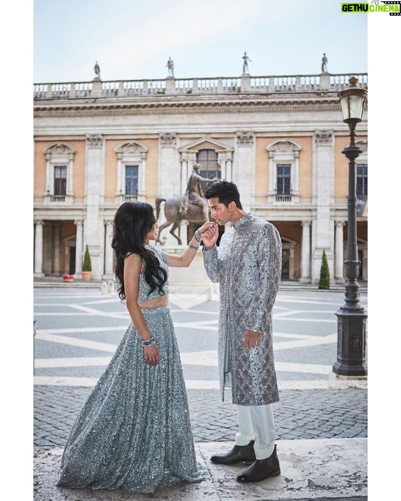 Anirudh Pisharody Instagram - The Sangeet of our dreams 💎 Thank you @shopkynah and @seemagujraldesign for the icy fits to dance the night away in! Read more on Vogue India now ➡️ (Link in bio) 📸: @francescorussotto_photographer @danieletorella_photography 💍: @2wedinrome Musei Capitolini, Campidoglio, Roma