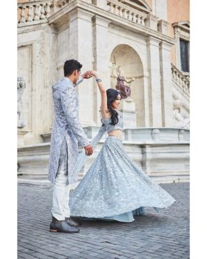 Anirudh Pisharody Instagram - The Sangeet of our dreams 💎

Thank you @shopkynah and @seemagujraldesign for the icy fits to dance the night away in!

Read more on Vogue India now ➡️
(Link in bio)

📸: @francescorussotto_photographer  @danieletorella_photography
💍: @2wedinrome