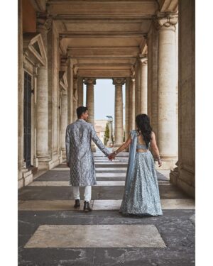 Anirudh Pisharody Instagram - The Sangeet of our dreams 💎

Thank you @shopkynah and @seemagujraldesign for the icy fits to dance the night away in!

Read more on Vogue India now ➡️
(Link in bio)

📸: @francescorussotto_photographer  @danieletorella_photography
💍: @2wedinrome