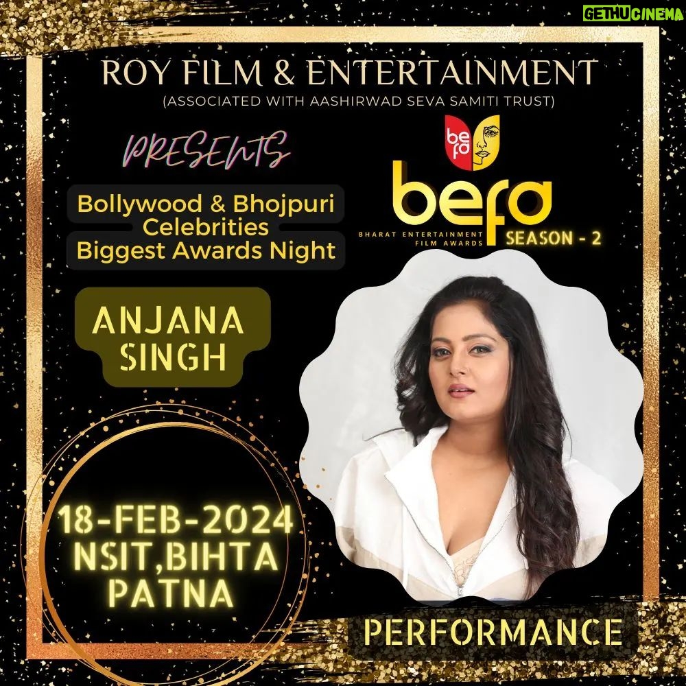 Anjana Singh Instagram - Once again present among you all with a new season Of "BEFA". We are thrilled to inform you that, our most popular and heartbeat 💓 of #bhojpuriheart female actress @anjana_singh_ who's our wonderful guest..😍❤️❤️ #befa #awardshow #comingsoon