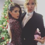 Anna Kendrick Instagram - Christmas card trophy couple. Here with the genius responsible for getting this damn thing MADE. @bigbadtrish