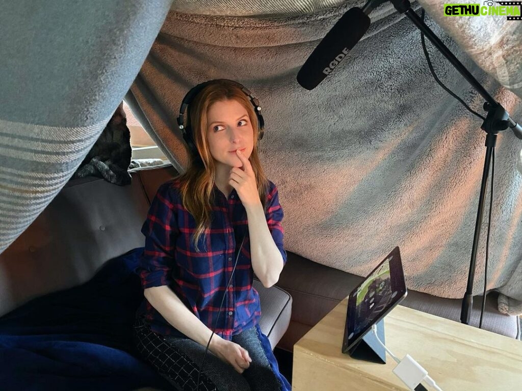 Anna Kendrick Instagram - Home ADR booth//Blanket Fort