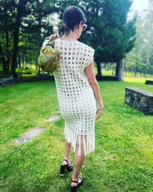 Anna Wood Instagram - Well I was originally going to a certain premiere of a certain movie with a certain man I love in it. But I ain’t no scab, hunty. #SagStrike #UnionStrong #payyourartists 

I can’t help but feel honored and thankful to the amazing upstate designers I was lucky to collab with on this insanely cool lewk. To @eleven.six for this modern, timeless, comfy, elevated, effortless dream dress: THANK YOU! To @madebymle for this functional art that both glams me up tenfold, makes the room sparkle, and hides my snacks: THANK YOU! And of course to @waginnboarding for always welcoming my poodle with open arms: THANK YOU! 
Hair/make up: me 😎
Glasses: @dleyewear 
Shoes/bracelet/earrings: @prada 
Photography/resident hottie: @danedehaan