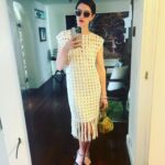 Anna Wood Instagram - Well I was originally going to a certain premiere of a certain movie with a certain man I love in it. But I ain’t no scab, hunty. #SagStrike #UnionStrong #payyourartists I can’t help but feel honored and thankful to the amazing upstate designers I was lucky to collab with on this insanely cool lewk. To @eleven.six for this modern, timeless, comfy, elevated, effortless dream dress: THANK YOU! To @madebymle for this functional art that both glams me up tenfold, makes the room sparkle, and hides my snacks: THANK YOU! And of course to @waginnboarding for always welcoming my poodle with open arms: THANK YOU! Hair/make up: me 😎 Glasses: @dleyewear Shoes/bracelet/earrings: @prada Photography/resident hottie: @danedehaan