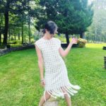 Anna Wood Instagram - Well I was originally going to a certain premiere of a certain movie with a certain man I love in it. But I ain’t no scab, hunty. #SagStrike #UnionStrong #payyourartists I can’t help but feel honored and thankful to the amazing upstate designers I was lucky to collab with on this insanely cool lewk. To @eleven.six for this modern, timeless, comfy, elevated, effortless dream dress: THANK YOU! To @madebymle for this functional art that both glams me up tenfold, makes the room sparkle, and hides my snacks: THANK YOU! And of course to @waginnboarding for always welcoming my poodle with open arms: THANK YOU! Hair/make up: me 😎 Glasses: @dleyewear Shoes/bracelet/earrings: @prada Photography/resident hottie: @danedehaan