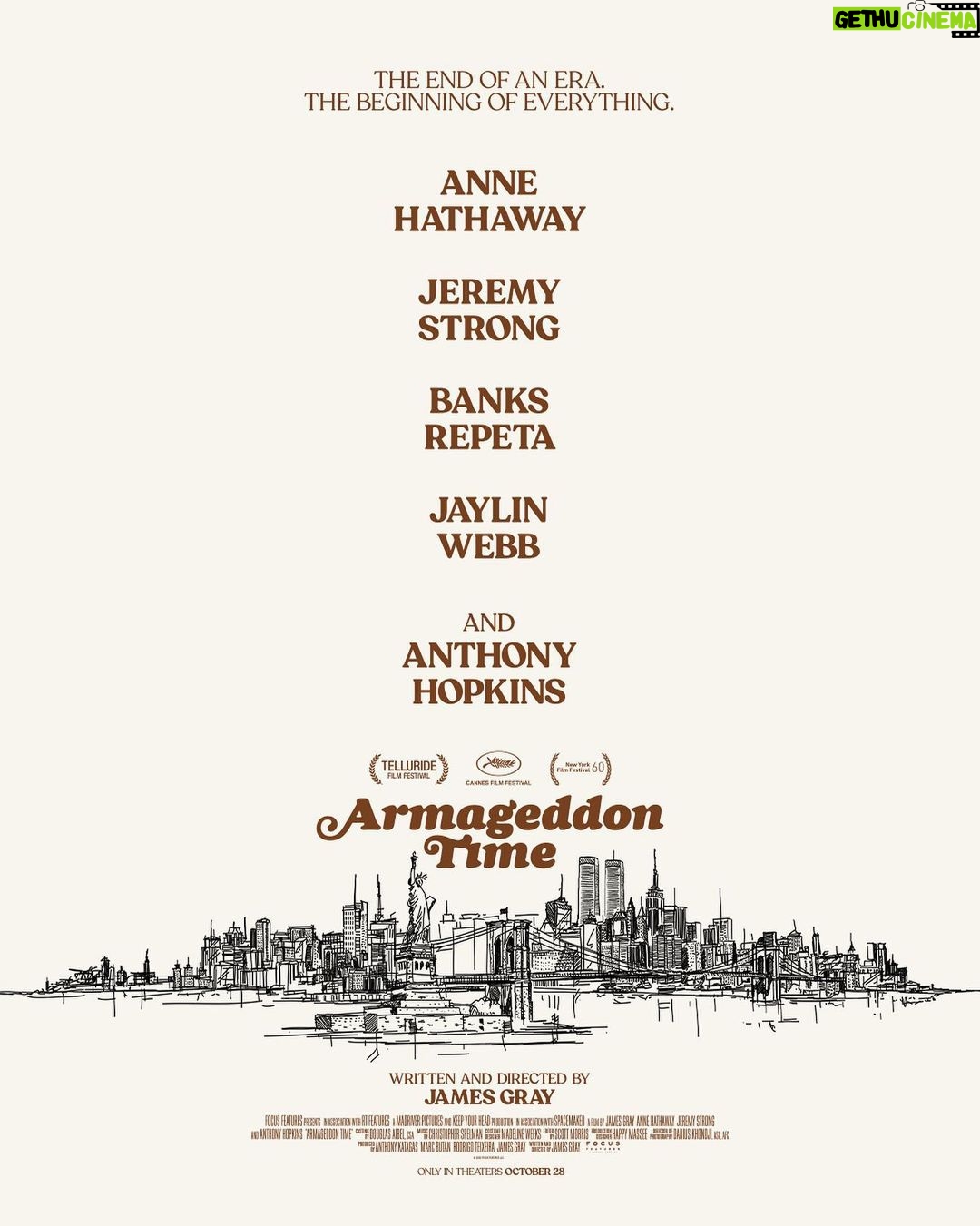 Anne Hathaway Instagram - Please hold a space in your fall schedule for @ArmageddonTimeFilm, a new film from director James Gray. Thanks to him for allowing me to be a part of this powerhouse cast, as well as to @FocusFeatures for their investment and magnificent support of the film.