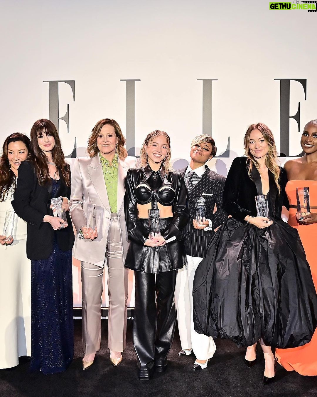 Anne Hathaway Instagram - Thank you so much to @ninagarcia and the entire @elleusa team for the extraordinary gala Monday night! I was inspired, awed, delighted and amazed by the legendary company I was invited to keep. I’ve never felt so special or celebrated—sharing a stage with @michelleyeoh_official AND Sigourney Weaver made me feel like I was flying!! Thank you to everyone at the event, congratulations to all the honorees, and a special thanks to the brilliant and gorgeous @mindykaling for giving me my award. Mindy, you’re a treasure and Monday night you were 🔥 To everyone here, and to anyone who cares about my work (or me…), I hope you know how blown away and grateful I am for your support and how much it means that you find love in your heart for me. xAx