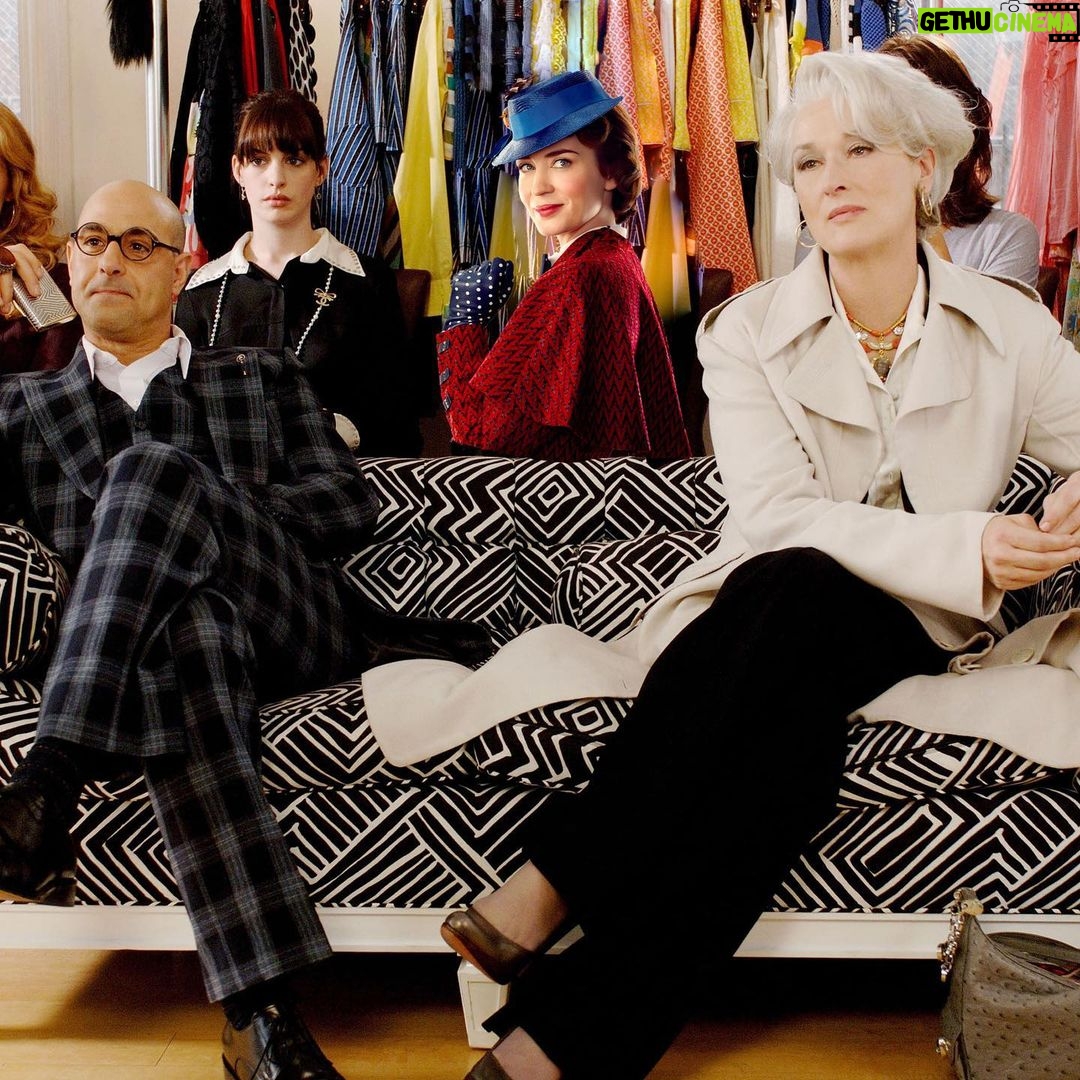 Anne Hathaway Instagram - Excited to share that we're a part of @lollipoptheater's #TheDevilWearsPrada fundraiser, auctioning off a Zoom meet-and-greet with myself, Meryl, Emily, and Stanley, with proceeds going toward's Lollipop Theater's mission to bring current movies and entertainment to children in hospitals nationwide due to chronic or life-threatening illnesses. You can check out the auction at the link in my bio. Thatโs all ๐ P.S. Finding a picture of the 4 of us together proved to be difficult, so I took matters into my own hands ๐