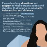 Anne Hathaway Instagram - With so much sorrow and anger in my heart, I am holding space and standing in solidarity with the AAPI community. The rise in violence against our fellow human beings is too disgusting for words, and yesterday’s atrocity is beyond comprehension. Thank you to @zenerations for the infographic and direction where to donate. Contributions by Esther Ng ( @esther_nyk ), Sophia Delrosario ( @sophdelrosario ), Casey Grace ( @caseysgraces ), Ellie Whiteman ( @elliewhiteman_28 ), Marinel Perez ( @marinel.perez ), Aarushi ( @artbysushi_ ), and Lilly Marsh ( @tumblingbooksco )