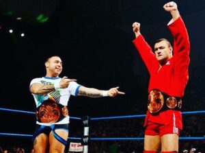 Anthony Carelli Instagram - Champ!! Brothers!! Let’s goooo #santinomarella #powerhousetampa #bevfrancis #arnoldclassic #powerhousenyc #wwe #wweraw #impactwrestling