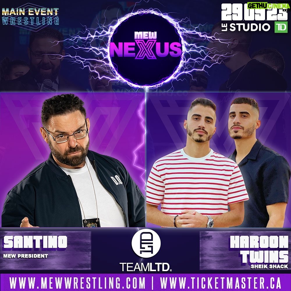 Anthony Carelli Instagram - MEW President Santino takes on YouTube sensations, the Haroon Twins! The Russian Dynamite Masha Slamovich looks for a dream debut when she goes for MEW gold against Seleziya Sparx, Rose and "the Mountain" Vanessa Kraven! Yayne Harrison searches for answers after Beastking FTM turned on his apprentice, the "Franchise" finally gets one step closer to Michael "The Mind" Paterson and a 3-way international showcase match! Tickets šļø Link in bio. #mewwrestling #maineventwrestling #mew #Santino #haroontwins #youtube #prowrestling #womenswrestling #dubaiwrestling #dubaiwrestler #montreal #ashleydamboise #vanessakraven #MashaSlamovich ā at Le Studio TD.