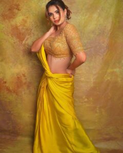 Anupama Agnihotri Instagram - Indian fashion is a complex saree of glamour, modesty and seduction. @samirafashionofficial @labelheenabafna @shotbysaurabh @sara_makemeup_academy #look #looks #lookbook #ootd #potd #style #sections #teamlfg #instadaily #instamood #anupmaagnihotri #saree #