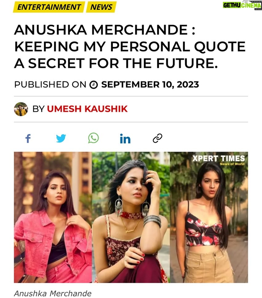 Anushka Merchande Instagram - ANUSHKA MERCHANDE : KEEPING MY PERSONAL QUOTE A SECRET FOR THE FUTURE. @anushka_merchande Exclusive by @artistumeshkaushik Read here 👇🏻 https://xperttimes.com/anushka-merchande-keeping-my-personal-quote-a-secret-for-the-future/ #News #anushkamerchande #bollywooz #xperttimes
