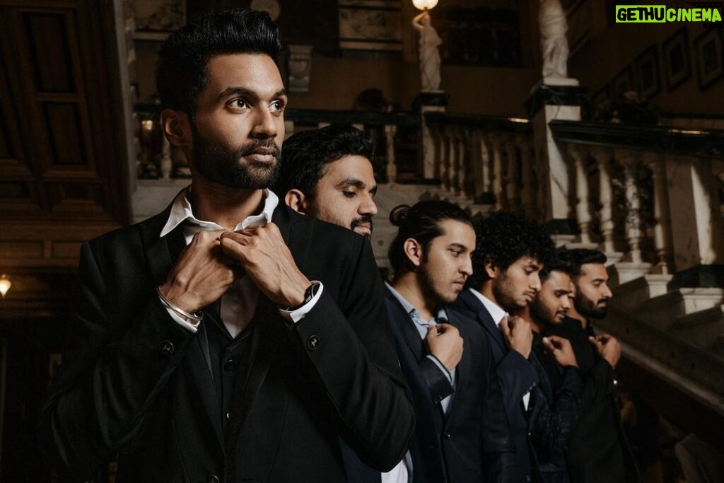 Arjun Kamath Instagram - Pranay and his friends make the most suave entry at the splendid Taj Falaknuma Palace, minutes before his grand wedding reception. As they walked in all dressed up in elegant suits against a royal backdrop of marble sculptures and rustic walls, it felt like a scene out of a vintage movie. These pictures are a memento of the brilliance of that evening, dipped in dazzle and merriment—the kind that you experience when you're around the people you are most comfortable with. #CapturedOnCanon with a @canonindia_official EOS R5 with the RF 24-70mm f/2.8 L IS USM Lit with the help of two @profoto B10’s @srishtidigilife #groom #groomsquad #groomsmen #groom #suit #suitup #photoshoot #reception #receptionparty #weddingphotographer #arjunkamathphotography #wedding #hyderabad #weddings #weddingphotography #teluguwedding #indianwedding #DoGreatWithCanon #MentorsInFocus #EOSMaestro #instagood #instagram