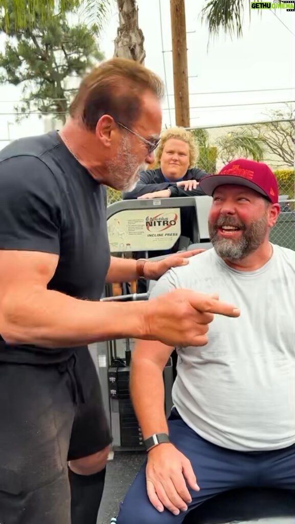 Arnold Schwarzenegger Instagram - #TheMachine x #TheTerminator x #TheFortuneTeller hit the gym. Don’t miss The Machine Movie in theaters and FUBAR on Netflix on MAY 25th Gold's Gym