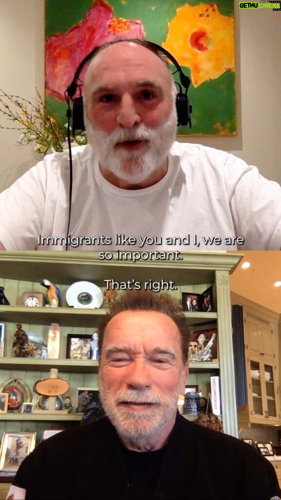 Arnold Schwarzenegger Instagram - Immigrants build bridges...between eachother and to far away places. We should all be learning from one another and work harder to love eachother! An important reminder from my conversation on Longer Tables with @schwarzenegger. Go buy my friend Arnold’s new book ‘Be Useful’ in stores or online today, and subscribe to Longer Tables at the link in my bio.
