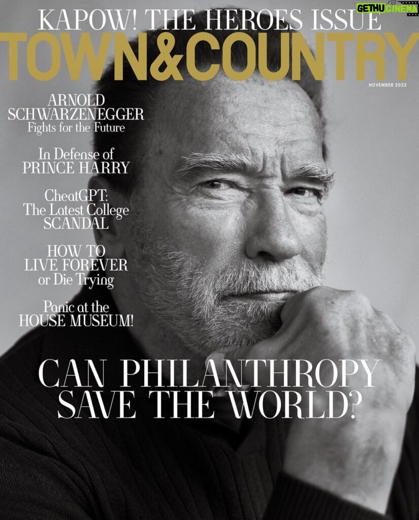Arnold Schwarzenegger Instagram - At T&C, we had been celebrating the tradition of giving back for close to 200 years before we decided to make it official. Then, a decade ago, we introduced our first philanthropy issue and summit to showcase astounding acts of generosity and service—and to investigate philanthropy’s impact and its future. This year, in honor of the tenth anniversary of the issue and summit, we pose the ultimate question: Can philanthropy save the world? For the answer, we turn to our November cover stars, Charlize Theron, Michael J. Fox, Arnold Schwarzenegger, and Darren Walker. These dedicated practitioners—people who not only put their money where their mouths are, but their time, energy, and passion where their money is—offer lasting proof that yes, it can. Arnold Schwarzenegger doesn’t give up easily. From bodybuilding to acting to politics, the former governor of California—and one of our November 2023 cover stars—knows what it takes to get things done. For our annual Philanthropy Issue, he speaks with renowned chef and humanitarian José Andrés about everything from immigration and climate change to fair voting practices. “’Whenever someone says to me, ‘What should I do? I am powerless. I can do nothing,’ I say, ‘You can go out there and you can do a lot of things. You can volunteer to feed people. You don’t need any money. You can go out and do something.’ It’s something I talk about in my book Be Useful. It’s very important that we’re successful not only for ourselves but also in helping others. That is the key thing,” he says. At the link in bio, @schwarzenegger tells @chefjoseandres what keeps him motivated. Editor-In-Chief: @stellenevolandes Photographer: @sebkimstudio Writer: @chefjoseandres Styling by Jane Ross Grooming by Joannel Clemente Production: @area1202 Visual Director: @delroyslim Furniture: @kristinadamstudio Talent Bookings: @specialprojectsmedia
