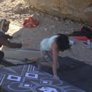 Ashima Shiraishi Instagram - A whole lotta punting on this one. It’s funny how much I love the process of being consumed by a boulder problem that I even enjoy the part where I fall off of the last moves 5 times in a row and feel utterly devastated hahaha. It’s not always the case, but I love the invigorating sensation that comes only when you’re in a place of defeat. 

What a pleasure it was to enjoy the rocks, streams and views for a few days in Payahuunadü, ‘the land of flowing water’, on Paiute and Shoshone land. 🔝 soon, hopefully. Till then, it’s time to train for the Lead World Cups in 🇫🇷 ! @cheynacarr @noahsahady pics.