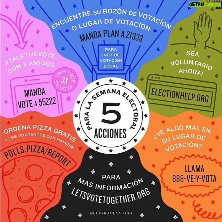 Ashleigh Cummings Instagram - I’m truly not good at the ‘gram.. but we have 3 days until Election Day in America so here are some #ElectionActions. Save and share!Link in bio for more voter info. This is how we can SHOW UP for our people and our planet (even for my non-American pals): vote, volunteer, send pizzas, report voter suppression. I know I’m not American, but the results of this election impact people I love, people I don’t know who have been oppressed and hurt under discriminatory and unjust systems, and of course.. our beauteous planet. Let’s keep caring, folks ❤️💜💛 Deslizar hacia la derecha para español !