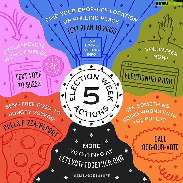 Ashleigh Cummings Instagram - I’m truly not good at the ‘gram.. but we have 3 days until Election Day in America so here are some #ElectionActions. Save and share!Link in bio for more voter info. This is how we can SHOW UP for our people and our planet (even for my non-American pals): vote, volunteer, send pizzas, report voter suppression. I know I’m not American, but the results of this election impact people I love, people I don’t know who have been oppressed and hurt under discriminatory and unjust systems, and of course.. our beauteous planet. Let’s keep caring, folks ❤️💜💛 Deslizar hacia la derecha para español !