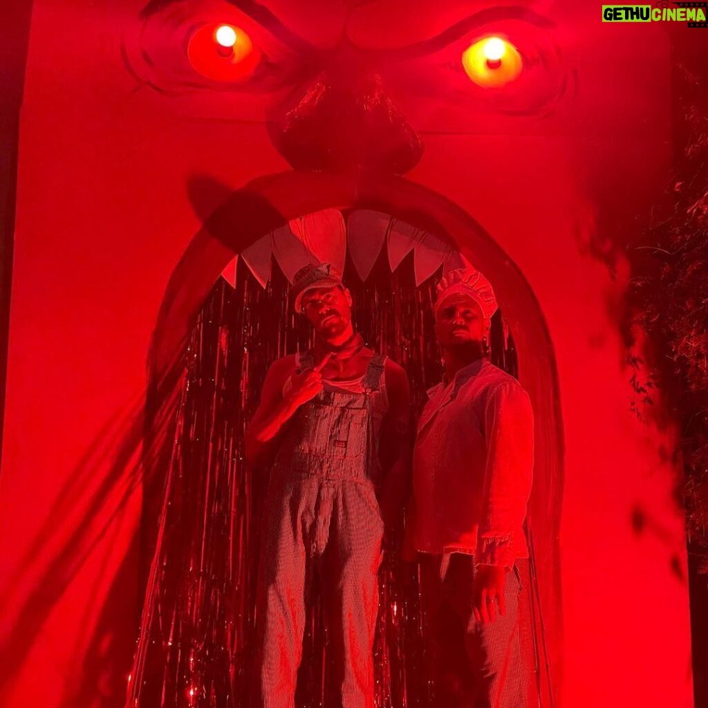 Augustus Prew Instagram - Happy Halloween to all you spoooooooky people from the gates of HELL!!!!!!!!!!!!! (And thanks to all the fierce animals and scary ghouls who made our party this year the rager to end all ragers- we did it y’all😋)🎃🔥👻💀🧟‍♂️ Gates of Hell