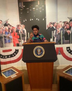 Augustus Prew Instagram - Me and @dankyklein geeked the fuck out at the Reagan Presidential Library, went on 1980’s Air Force One baby (yeeeeaaahhhh!!!), bought every single commemorative photo possible AND saw a model of a horse with no legs coming out of the floor there for some reason