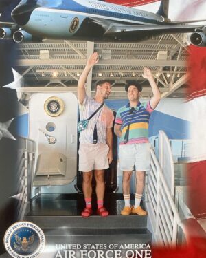 Augustus Prew Instagram - Me and @dankyklein geeked the fuck out at the Reagan Presidential Library, went on 1980’s Air Force One baby (yeeeeaaahhhh!!!), bought every single commemorative photo possible AND saw a model of a horse with no legs coming out of the floor there for some reason